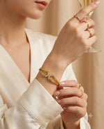 Load image into Gallery viewer, Greek Key Crystal Cuff Bracelet - Gold