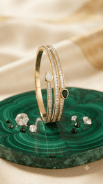 Load image into Gallery viewer, Dual Line CZ Crystal Cuff Bracelet - Gold
