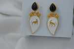 Load image into Gallery viewer, White Enamel Statement Earrings - White & Gold