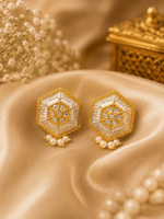 Load image into Gallery viewer, Noor Mahal Hexa Studs - Gold & Silver