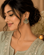 Load image into Gallery viewer, Emerald Bloom Earrings - Green & Silver