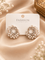 Load image into Gallery viewer, Pearl Halo Crystal Studs - Silver