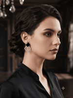 Load image into Gallery viewer, Noir Halo Crystal Earrings - Black & Gold
