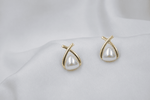 Load image into Gallery viewer, Pearl Grace Studs - White & Gold