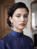 Load image into Gallery viewer, Triple Moon Sparkle Earrings - Silver