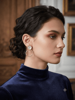Load image into Gallery viewer, Pearl Circle Luxe Earrings - Gold