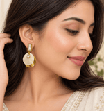 Load image into Gallery viewer, Crystal Disc Drop Earrings - Gold
