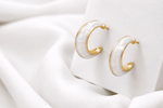 Load image into Gallery viewer, White enamel mini hoop earrings - White