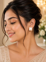 Load image into Gallery viewer, White enamel square stud earrings | Jewel Birds