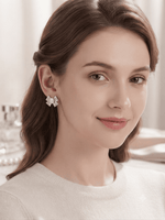 Load image into Gallery viewer, Crystal flower studs - Silver