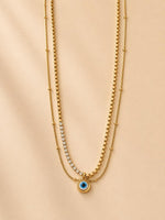 Load image into Gallery viewer, Evil Eye Layered Necklace - Antique Gold