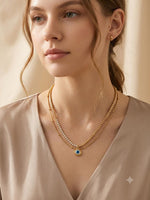 Load image into Gallery viewer, Evil Eye Layered Necklace - Antique Gold