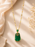 Load image into Gallery viewer, Emerald Fortune Pendant Necklace - Green & Gold