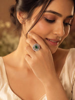 Load image into Gallery viewer, Emerald Blossom Statement Ring