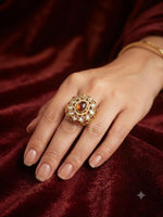 Load image into Gallery viewer, Ruby Kundan Bloom Ring