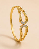 Load image into Gallery viewer, Greek Key Crystal Cuff Bracelet - Gold
