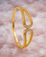 Load image into Gallery viewer, Greek Key Crystal Cuff Bracelet - Gold
