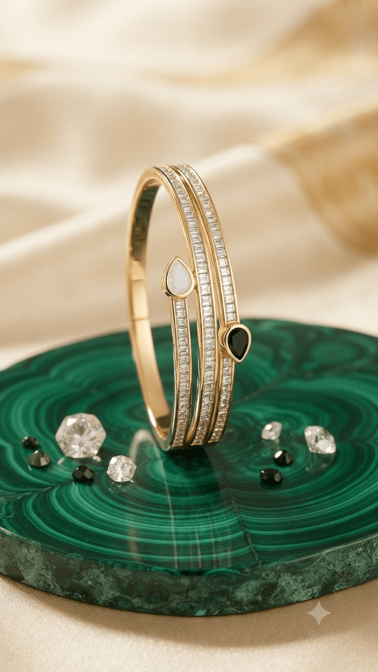Dual Line CZ Crystal Cuff Bracelet - Gold