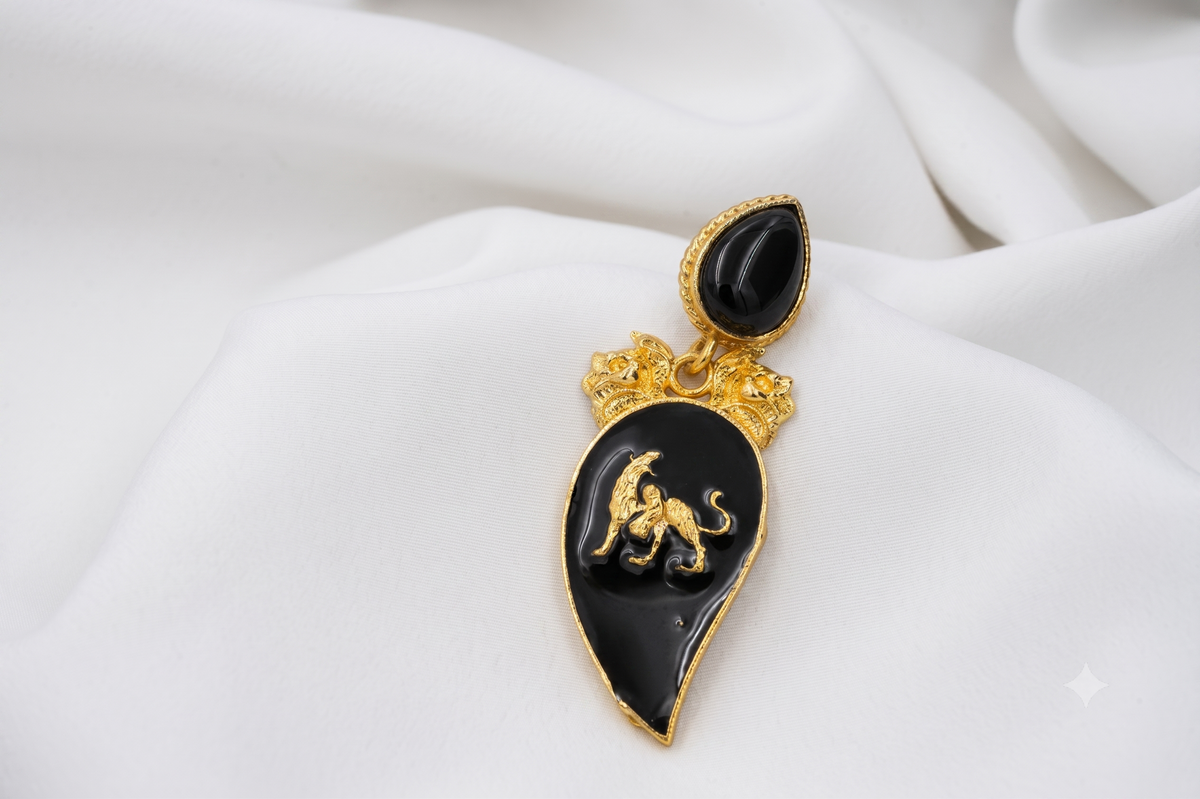 Black enamel statement earrings | jewel birds