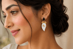 Load image into Gallery viewer, White Enamel Statement Earrings - White &amp; Gold
