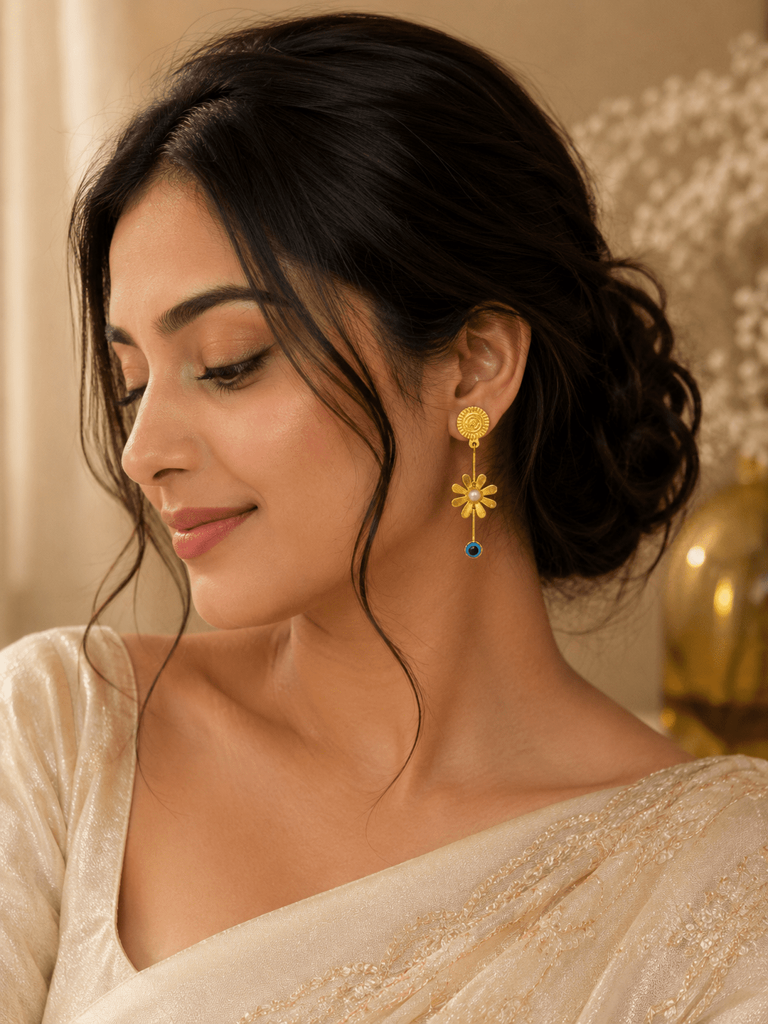 Nazar Bloom Earrings - Gold