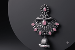 Load image into Gallery viewer, Blush Chandbali Jhumkas - Silver

