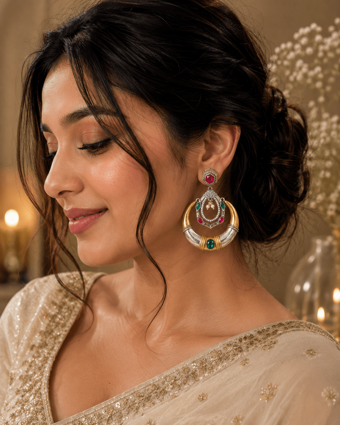 Royal crescent earrings   multicolor