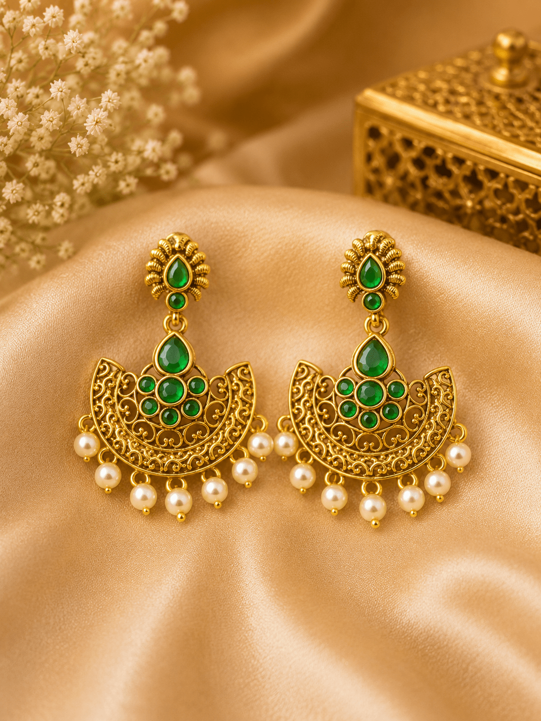 Green: gulnaar emerald earrings   gold