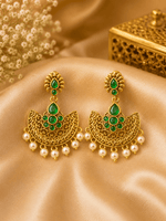 Load image into Gallery viewer, Green: Gulnaar Emerald Earrings - Gold
