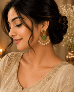 Load image into Gallery viewer, Green: Gulnaar Emerald Earrings - Gold
