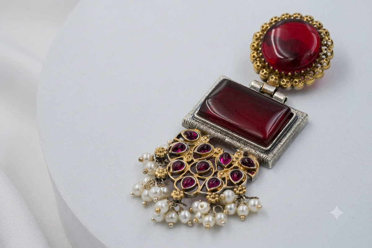 Ruby pearl cascade earrings | jewel birds