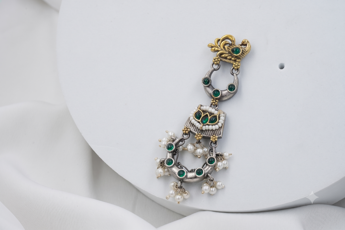 Gulnaar pearl chandbali earrings | jewel birds