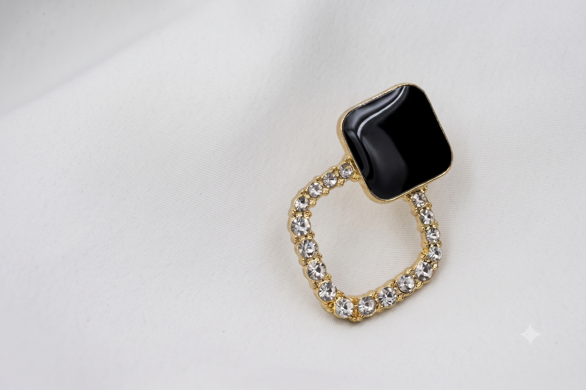 Noir halo crystal earrings | jewel birds
