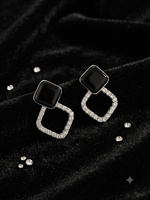 Load image into Gallery viewer, Noir Halo Crystal Earrings - Black &amp; Gold

