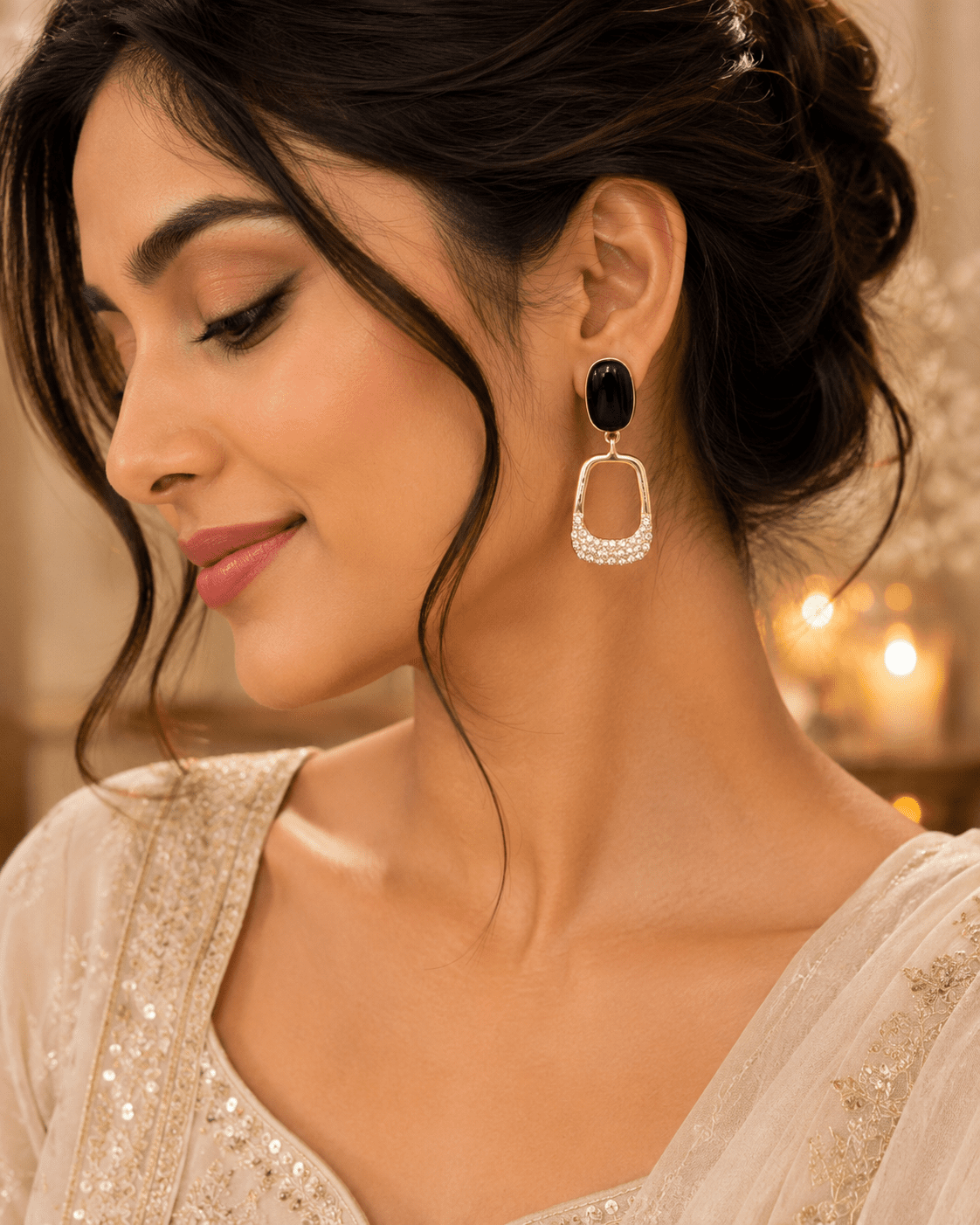 Midnight luxe link earrings   black & gold