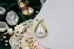 Load image into Gallery viewer, Pearl Grace Studs - White &amp; Gold
