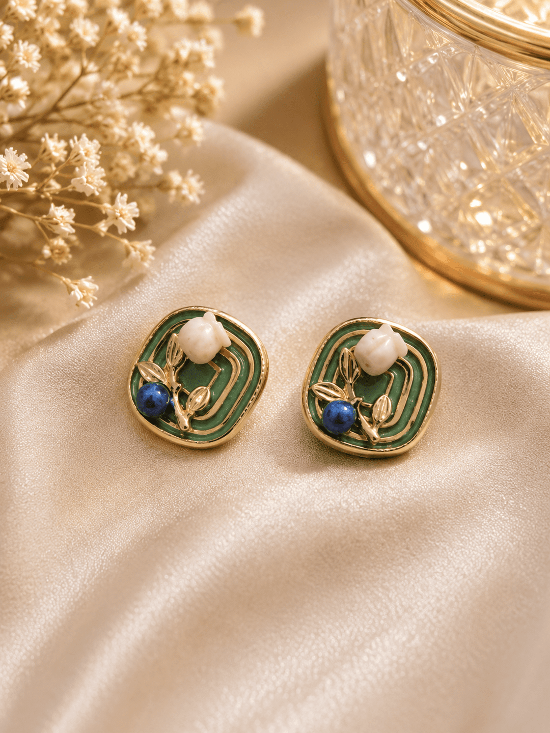 Ocean Bloom Studs - Green