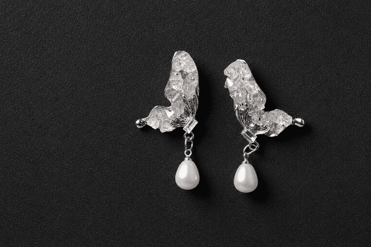 Crystal dew pearl drops   silver