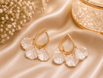 Load image into Gallery viewer, Pearl Petal Hoop Earrings - Gold
