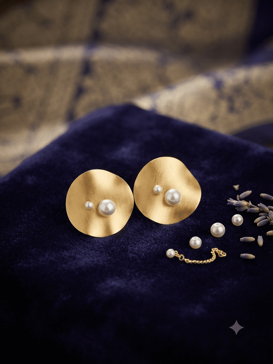 Golden Glow Pearl Earrings - Gold