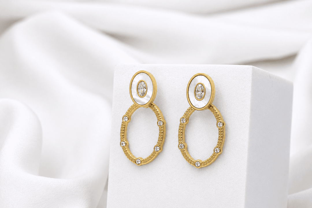 Ivory Luxe Oval Drops - Gold