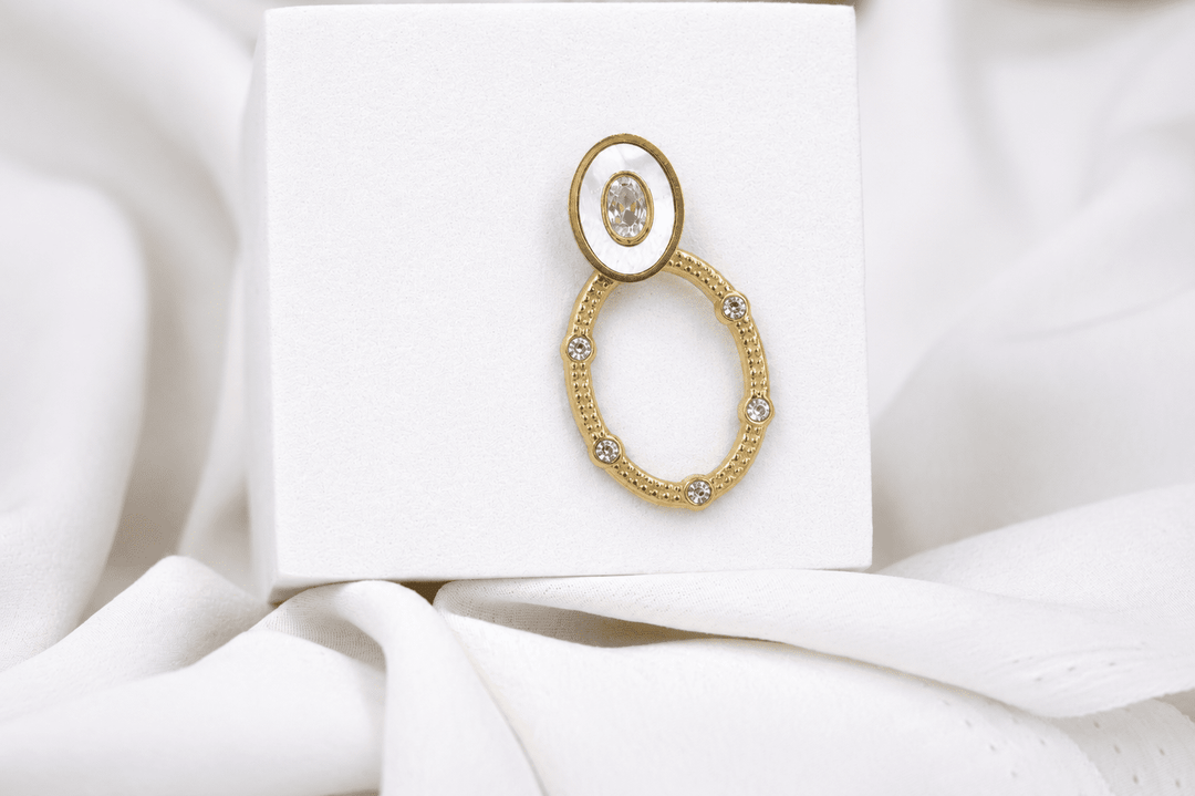 Ivory Luxe Oval Drops - Gold