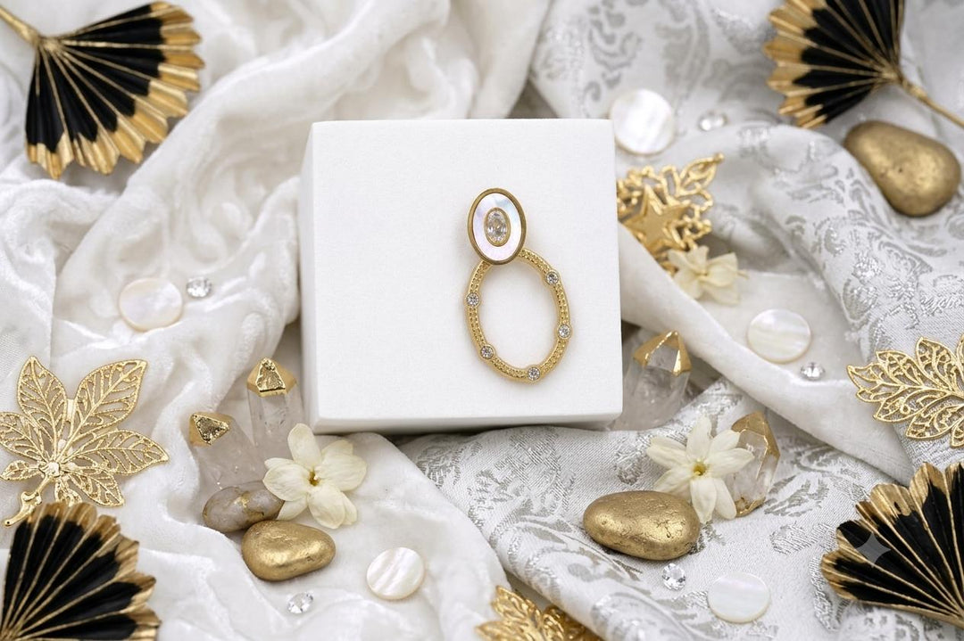 Ivory Luxe Oval Drops - Gold