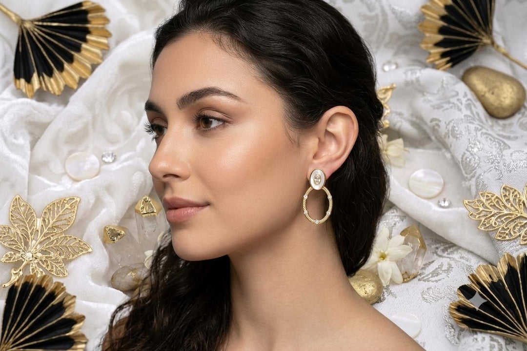 Ivory Luxe Oval Drops - Gold