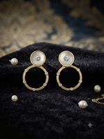 Load image into Gallery viewer, Pearl Circle Luxe Earrings - Gold
