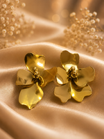 Load image into Gallery viewer, Golden Petal Bloom Earrings - Gold Alloy
