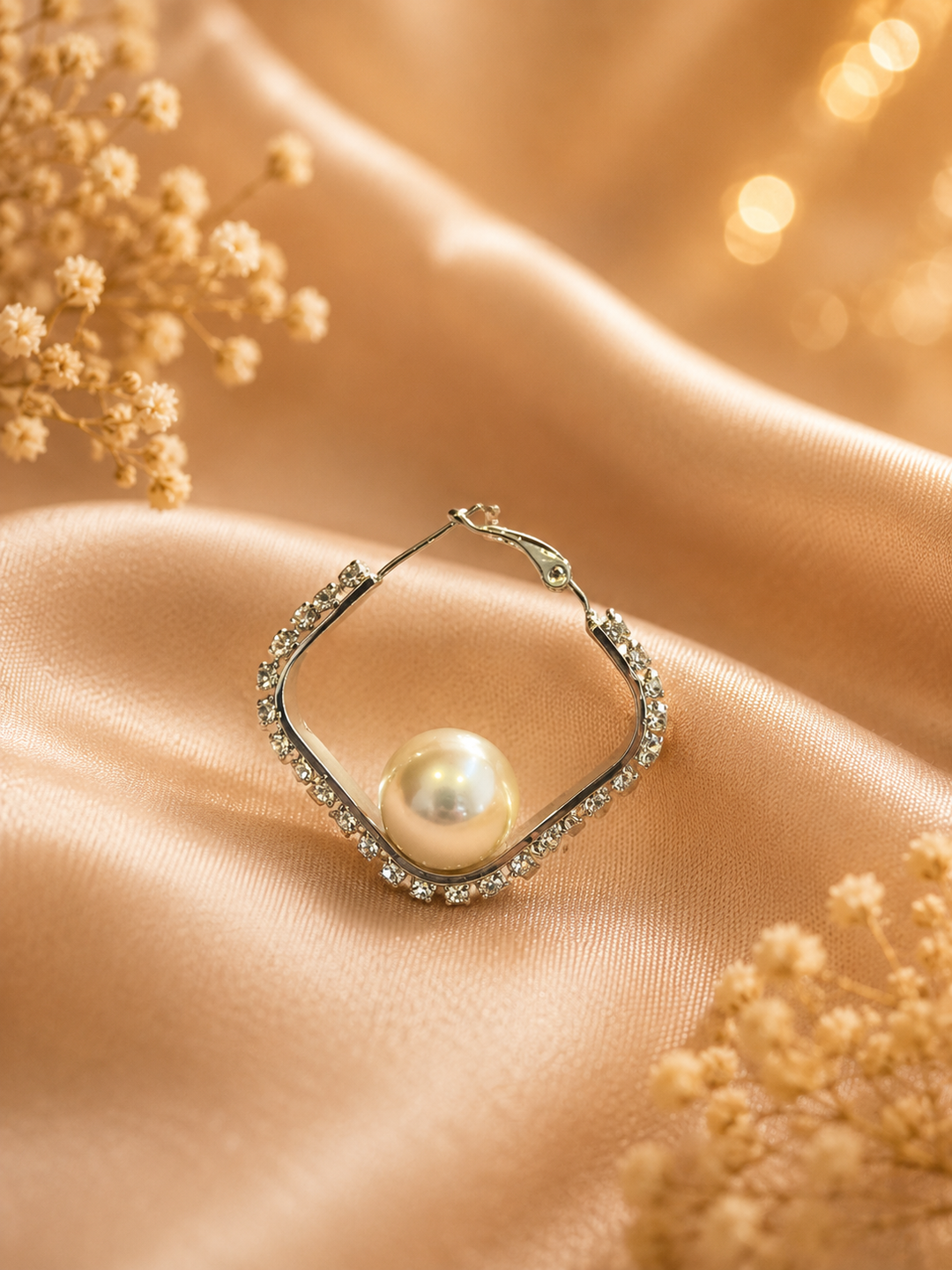 Diamond Frame Hoops - Silver Alloy