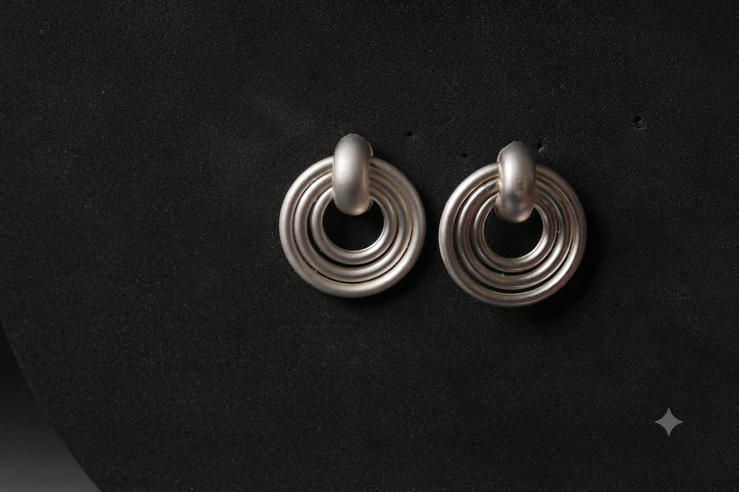 Silver Orbit Stud Earrings