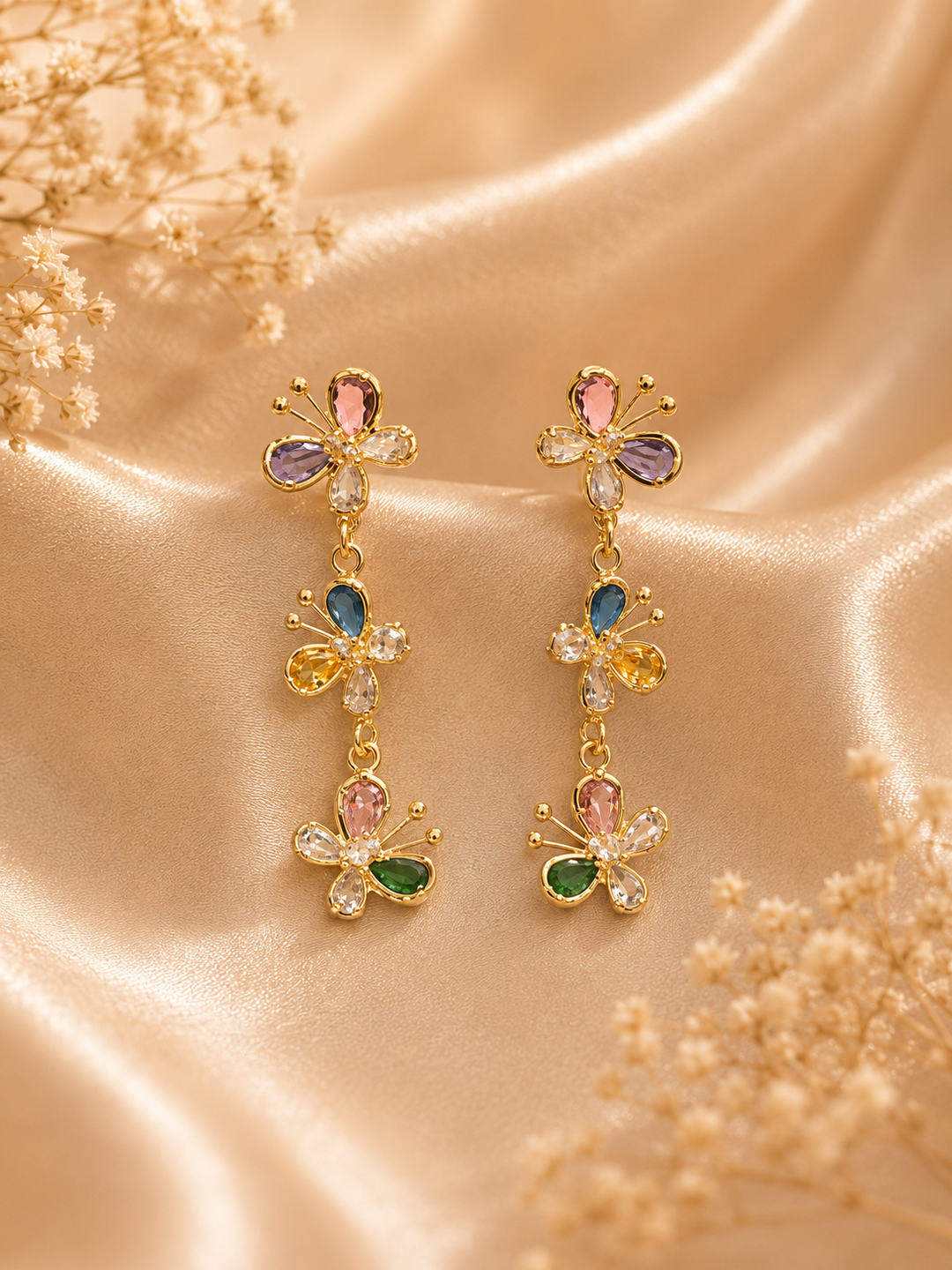 Flutter Bloom Earrings - Multicolor Alloy
