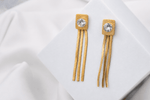 Load image into Gallery viewer, Crystal Chain Drop Earrings - Gold
